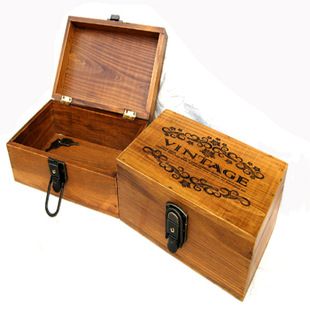 65615带有钥匙的仿古做旧老木盒 适合装个人杂物 木制品批发